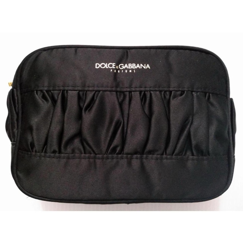 Dolce & Gabbana Parfums Black Satin Clutch Make Up Cosmetic Bag Toiletries Pouch